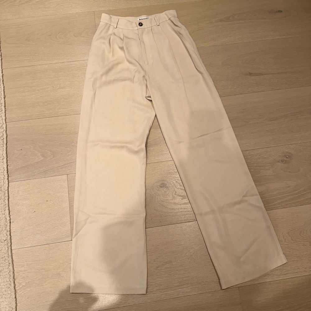 The Reformation Mason Pant, Cream Trousers, Sz 2